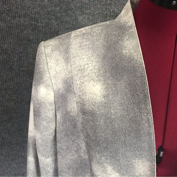 Tahari ASL Blazer Women’s Size 14 Grey Open Front Long Sleeve Shoulder Pads - Picture 5 of 8